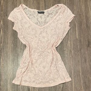 Pink Lace Short Sleeve Top